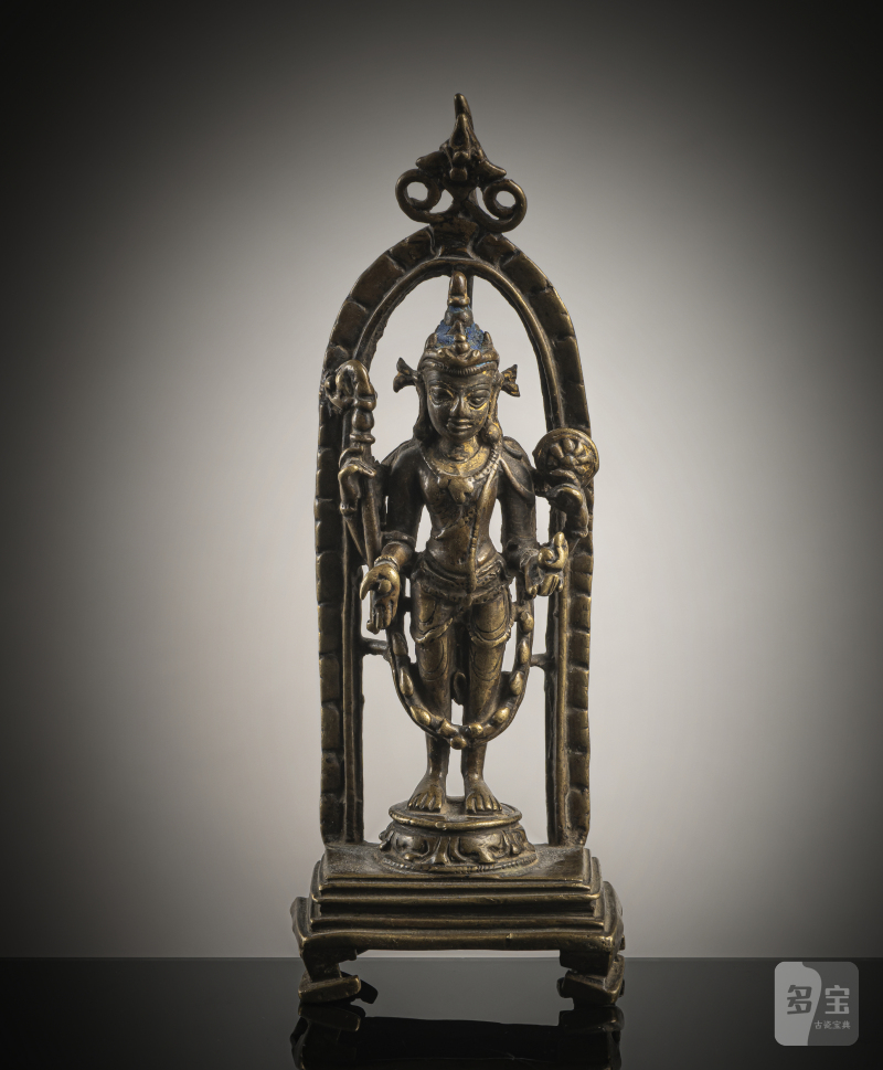 A BRONZE FIGURE OF PROBABLY VISHNU